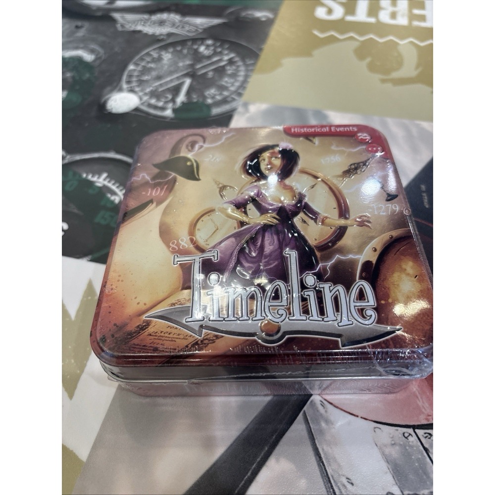 NEW Asmodee Timeline Historical Events 110 Cards Trivia Tin Frederic Henry